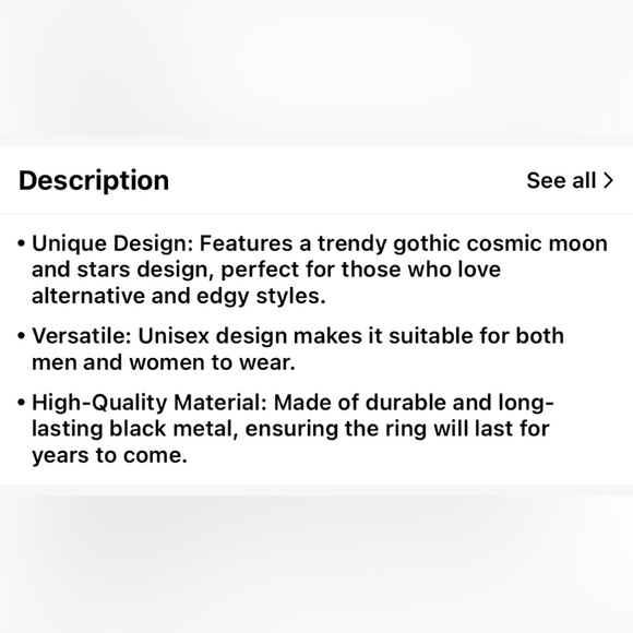 MOON 🌙& ⭐️ STAR Black Engagement Ring 💍 Perfect for those who LOVE ❤️ - Picture 6 of 6